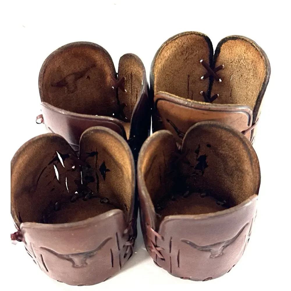 Set of 7 Handmade Leather Longhorn Beer Bottle Holders Western Cowboy Sleeves